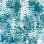 Cadeaupapier - Aquarel Kerstbomen