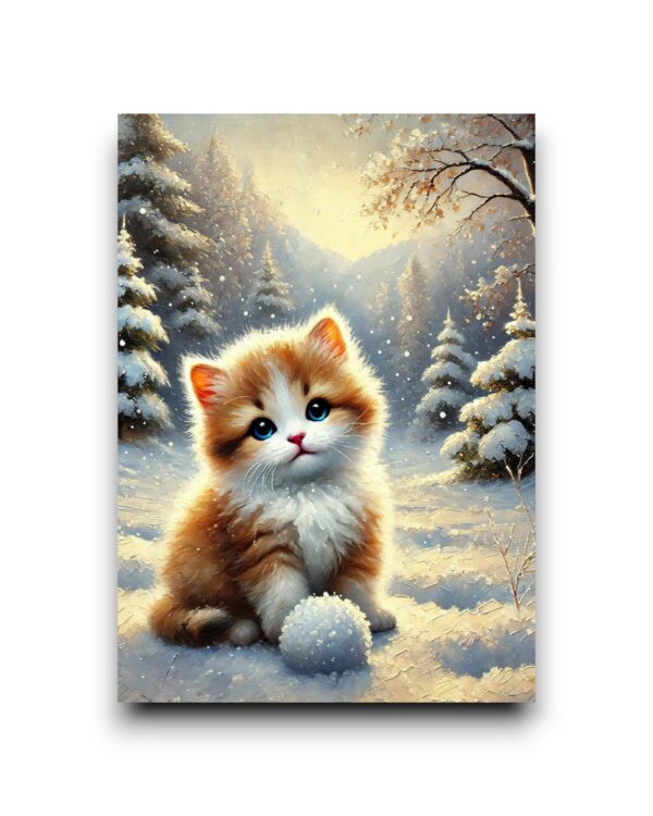 A6 Ansichtkaart - Animals in snow: kat