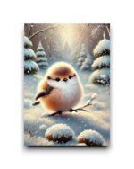 A6 Ansichtkaart - Animals in snow: vogel