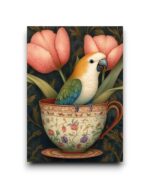 A6 Ansichtkaart - Animal tea time: vogel