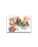 A6 Ansichtkaart - Dutch Watercolors: Lake houses