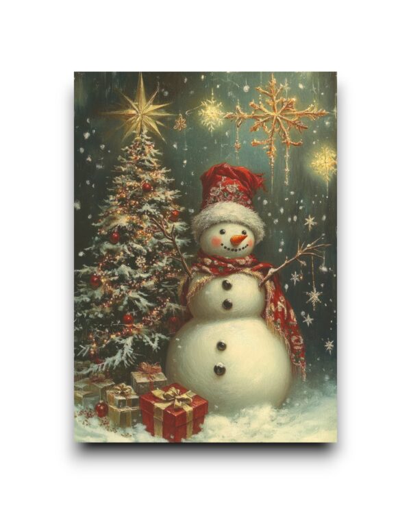 A6 Ansichtkaart - Vintage Christmas: Snowman