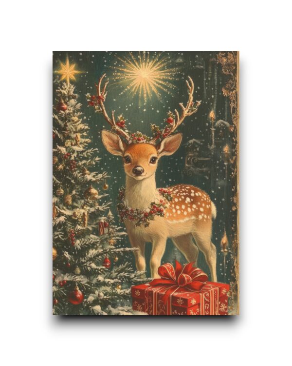 A6 Ansichtkaart - Vintage Christmas: Celebrating deer