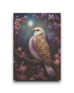 A6 Ansichtkaart - Night Garden: Dove in purple flowers