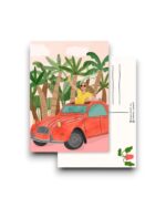 A6 ansichtkaart - Vakantie auto tussen palmen