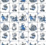 Cadeaupapier  - Hollandse tegeltjes Delfts blauw