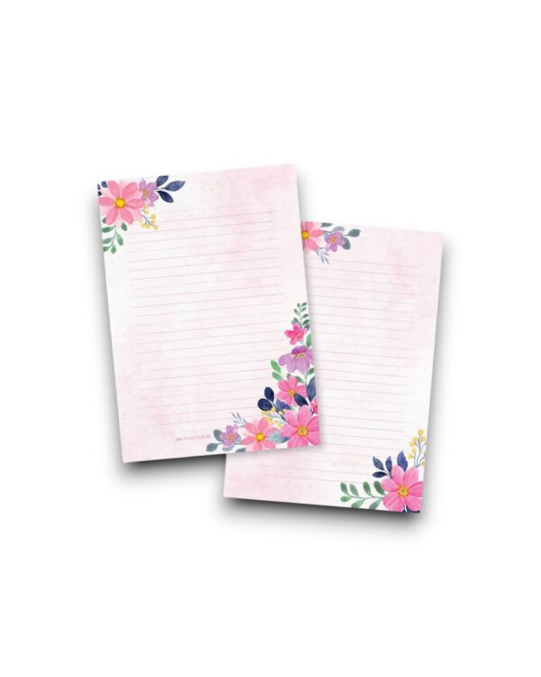 A5 Schrijfblol - Waterkleur Bloemen paars