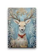 A6 Ansichtkaart - Christmas Animals - Hert (wit)