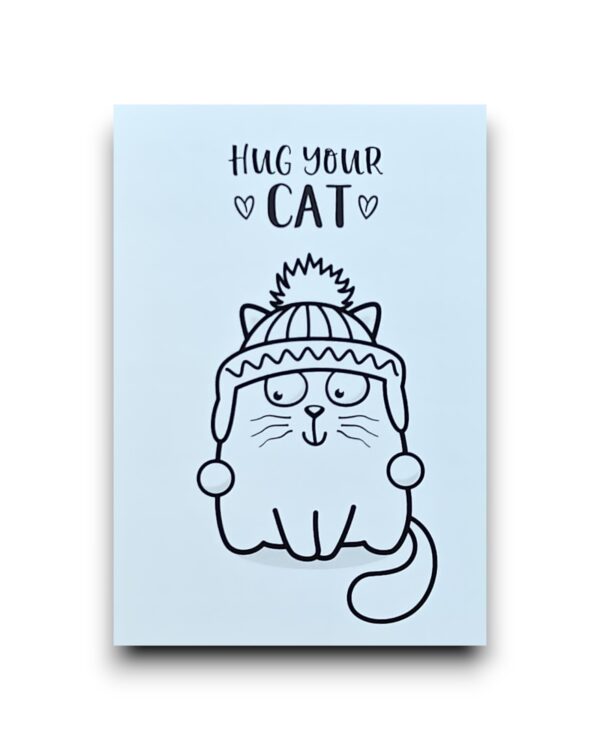 A6 Ansichtkaart - Zwart-wit - Hug your cat