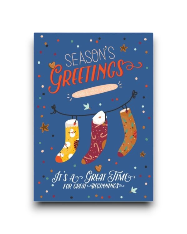 A6 Ansichtkaart - Blauw - Season greetings kerststok