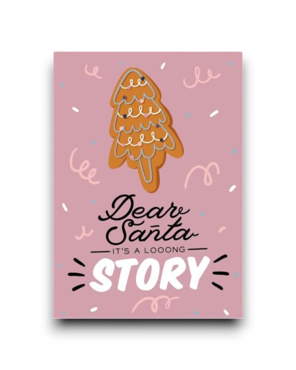 A6 Ansichtkaart - Paars - Dear santa its a loooong story