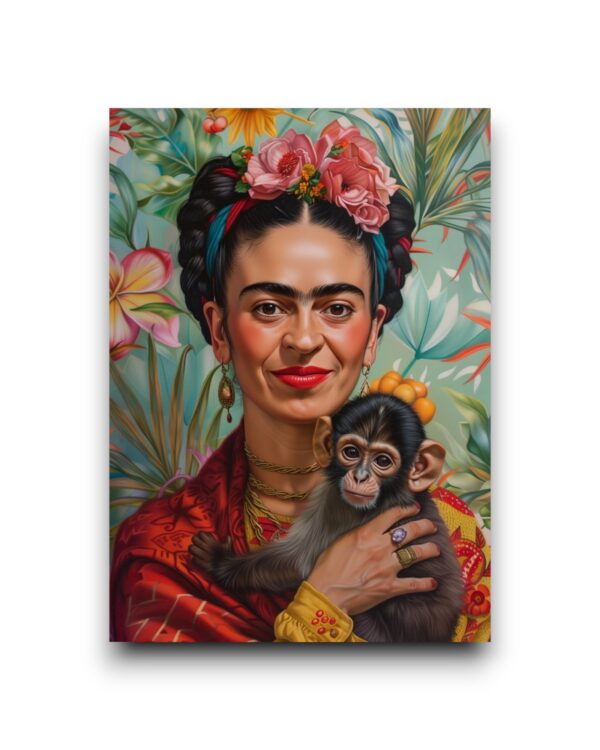 A6 Ansichtkaart - Frida Kahlo met aap