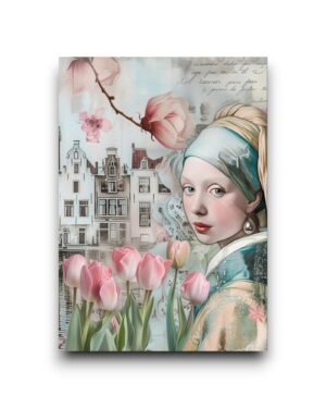 A6 Ansichtkaart - Tulips from Holland: Meisje met de parel