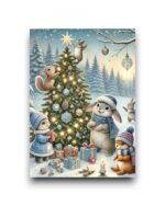 A6 Ansichtkaart - Winter Wonderland: Bosdieren vieren kerst