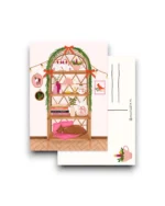 A6 Ansichtkaart - Christmas rotan bookshelf