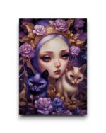 A6 Ansichtkaart - Catgirls: Purpely purple