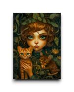 A6 Ansichtkaart - Catgirls: Tigerly green