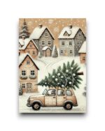A6 Ansichtkaart - Winter Village: Tree delivery