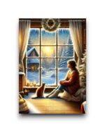 A6 Ansichtkaart - Winter Mail: Girl at the window