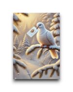 A6 Ansichtkaart - Winter Mail: Messenger pigeon