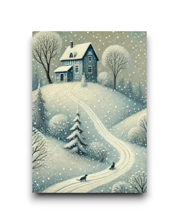 A6 Ansichtkaart - Winter Village: Blue House