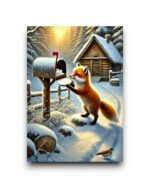 A6 Ansichtkaart - Winter Mail: Fox