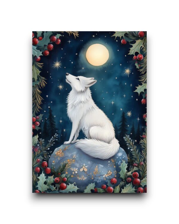 A6 Ansichtkaart - Berry Christmas: Wolf