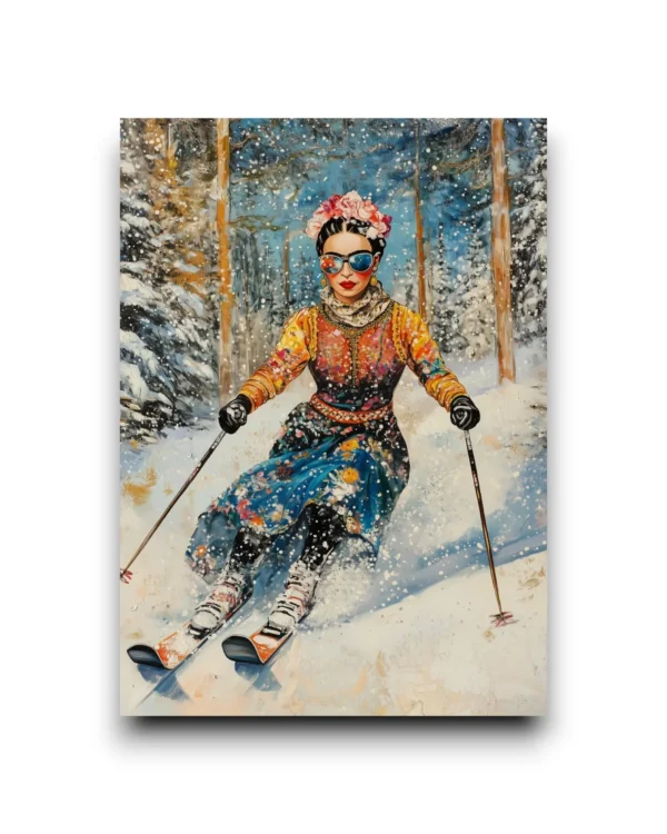 A6 Ansichtkaart - Frida Kahlo: Skiing