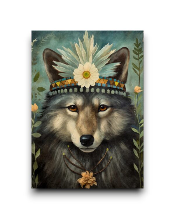 A6 Ansichtkaart - Boho Prairie Animals: Wolf