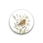 Sluitsticker los - Roodborstje met bloemen