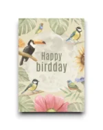 A6 Ansichtkaart - Vogels happy birthday