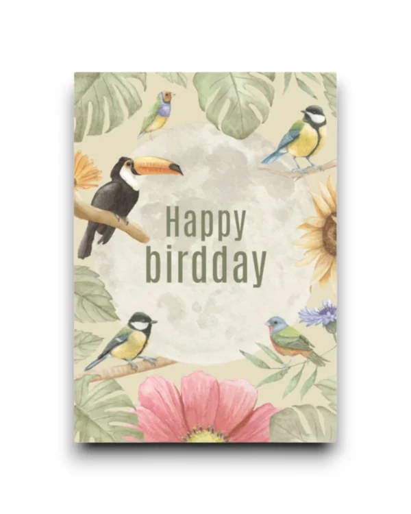 A6 Ansichtkaart - Vogels happy birthday