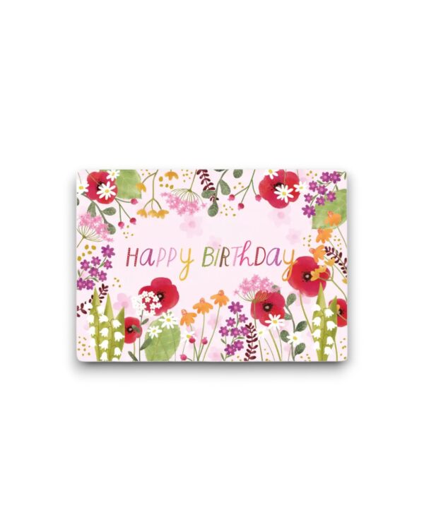 A6 Ansichtkaart - Happy Birthday bloemen