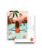 A6 Ansichtkaart - Kajakkende vrouw