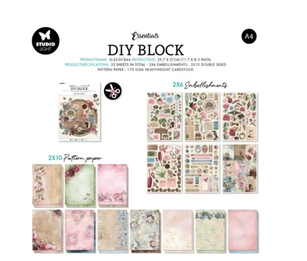 Papierblok - Vintage roses - Afbeelding 2