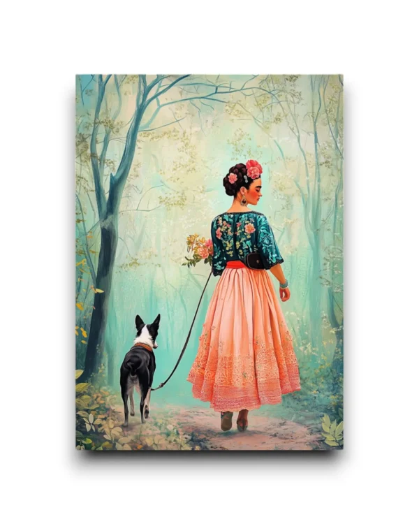 A6 Ansichtkaart - Frida Kahlo: Walking with dog