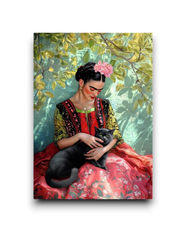 A6 Ansichtkaart - Frida Kahlo: Cat cuddles