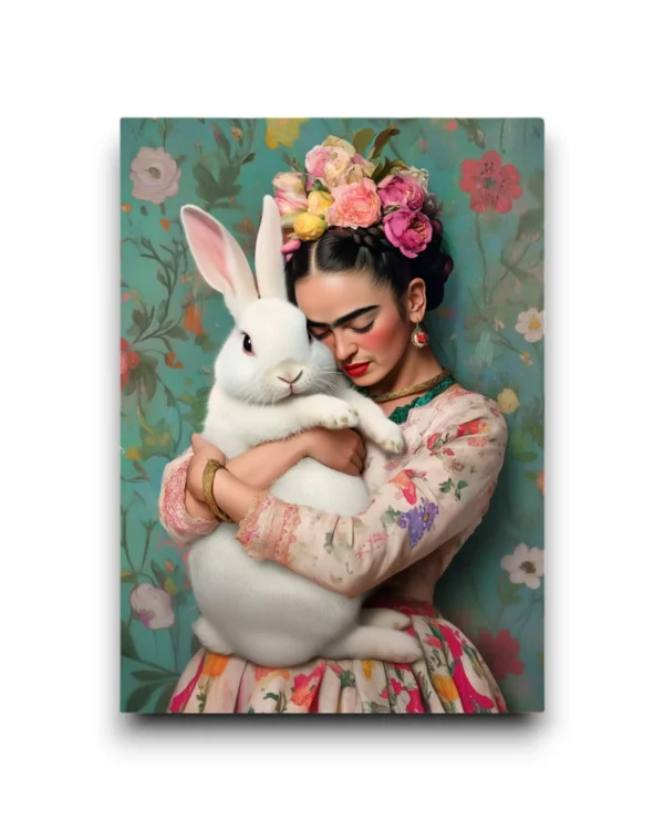 A6 Ansichtkaart - Frida Kahlo: Bunny hugs