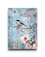 A6 Ansichtkaart - Blue Blossom: Blossoms and Butterflies