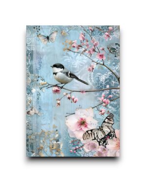 A6 Ansichtkaart - Blue Blossom: Blossoms and Butterflies