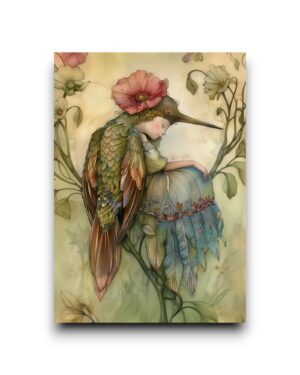 A6 Ansichtkaart - Birds & Fairies: Elf met kolibrie