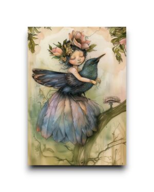 A6 Ansichtkaart - Birds & Fairies: Elf met honingeter