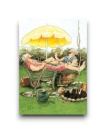 A6 Ansichtkaart - Lachen onder een parasol