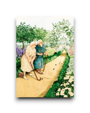 A6 Ansichtkaart - Balletje slaan tussen de bloemen