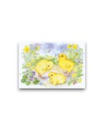 A6 Ansichtkaart - Three Chicks with a Butterfly