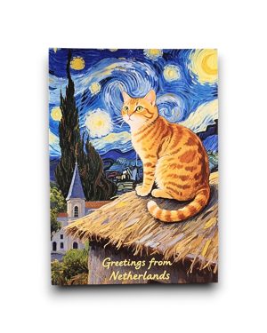 A6 Ansichtkaart - Starry night cat