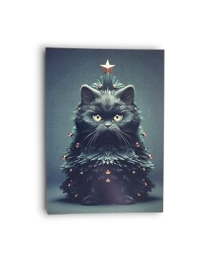 A6 Ansichtkaart - Cat Christmas Tree