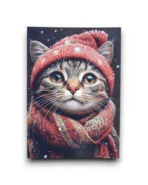 A6 Ansichtkaart - Tabby Cat With Red Hat