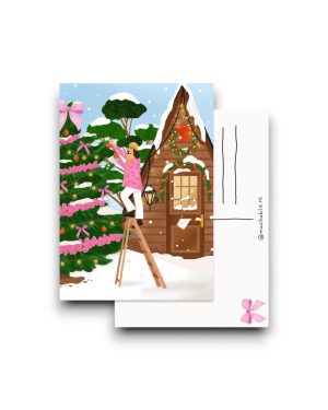 A6 Ansichtkaart - Decorating tree