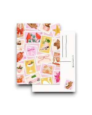 A6 Ansichtkaart - Stamps pattern
